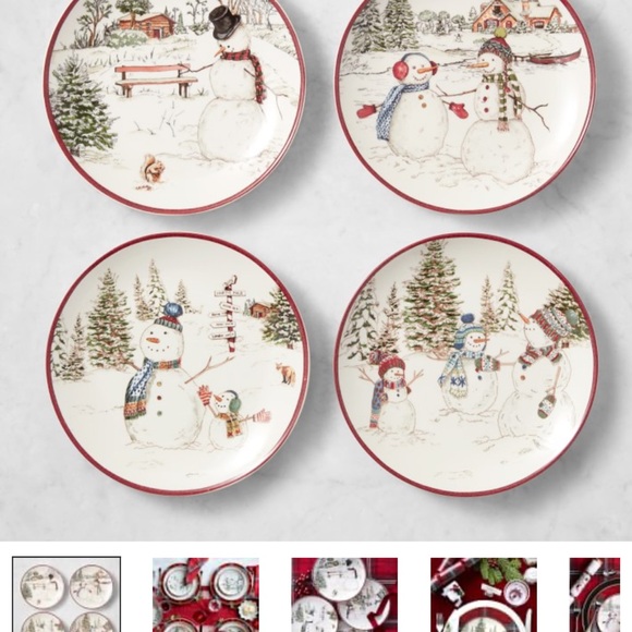 William Sonoma holiday snowman  salad plates - Picture 2 of 4